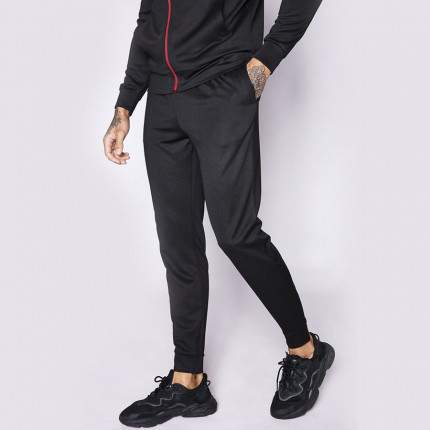 COLOUR POP TRIMS POLY TRACK PANTS – BLACK/HOT RED