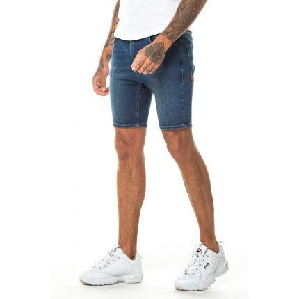 ESSENTIAL DENIM SHORTS SKINNY FIT – MID BLUE