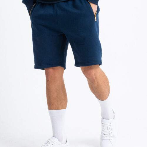 Gold Zip Short Tracksuit In Navy