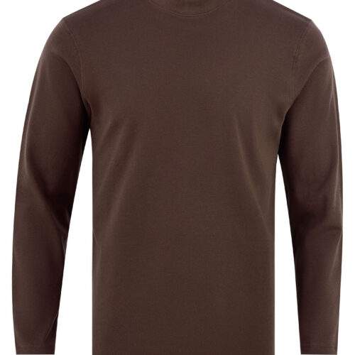 Plain Chocolate Brown Mock Neck Full Sleeve