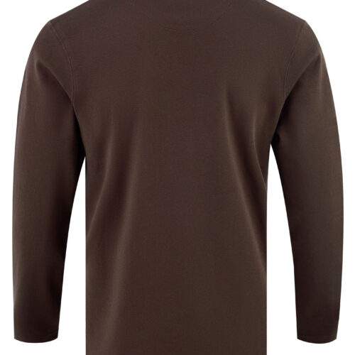 Plain Chocolate Brown Mock Neck Full Sleeve