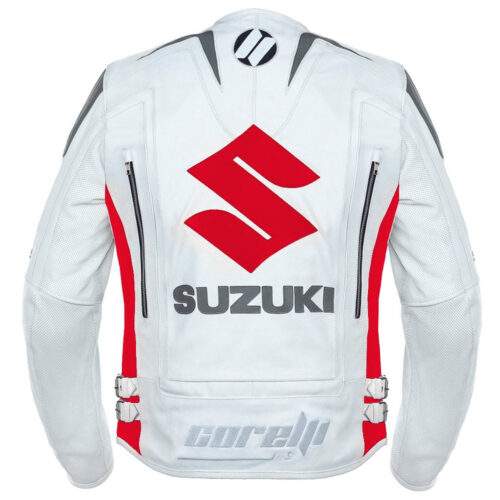 SUZUKI RED MOTORCYCLE RACING LEATHER JACKET