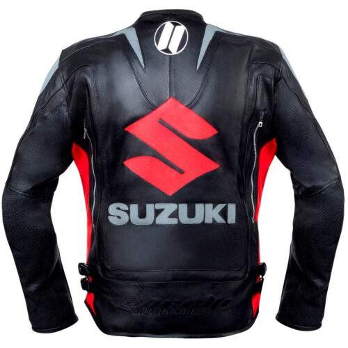 SUZUKI BLACK MOTORCYCLE RACING LEATHER JACKET